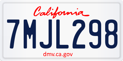 CA license plate 7MJL298