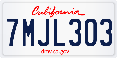 CA license plate 7MJL303