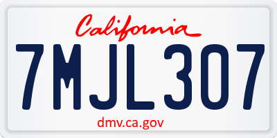 CA license plate 7MJL307