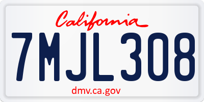 CA license plate 7MJL308