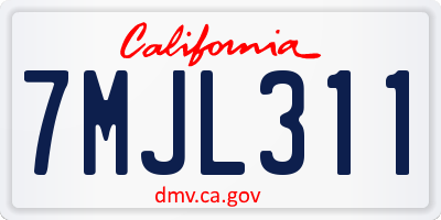 CA license plate 7MJL311