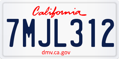 CA license plate 7MJL312