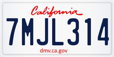 CA license plate 7MJL314