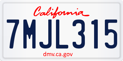 CA license plate 7MJL315