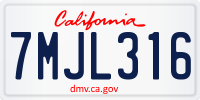 CA license plate 7MJL316