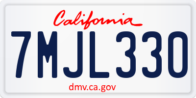 CA license plate 7MJL330