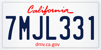 CA license plate 7MJL331