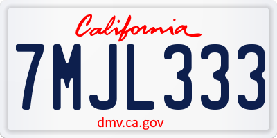 CA license plate 7MJL333