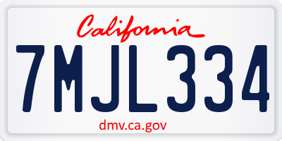 CA license plate 7MJL334