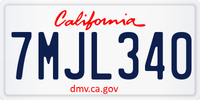 CA license plate 7MJL340