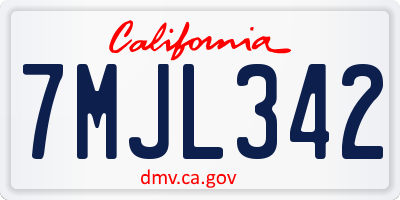 CA license plate 7MJL342