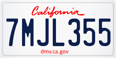 CA license plate 7MJL355