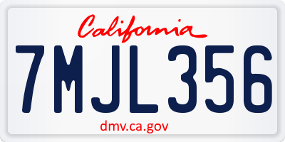 CA license plate 7MJL356