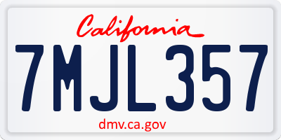 CA license plate 7MJL357