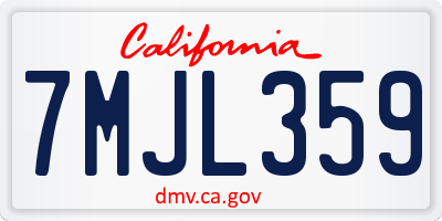 CA license plate 7MJL359