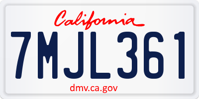 CA license plate 7MJL361