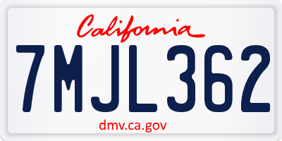 CA license plate 7MJL362