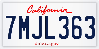 CA license plate 7MJL363