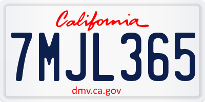 CA license plate 7MJL365