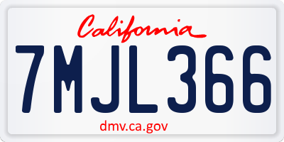 CA license plate 7MJL366