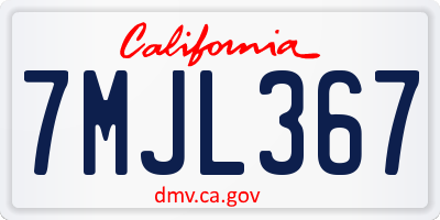 CA license plate 7MJL367