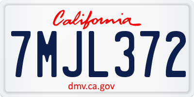 CA license plate 7MJL372