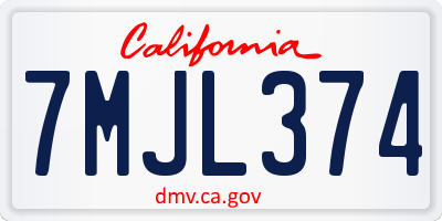 CA license plate 7MJL374