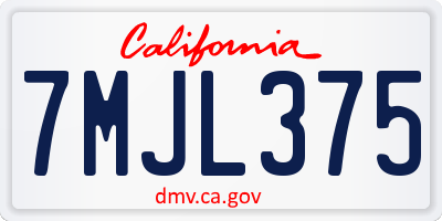 CA license plate 7MJL375