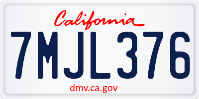 CA license plate 7MJL376