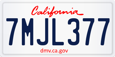 CA license plate 7MJL377