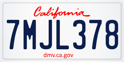 CA license plate 7MJL378