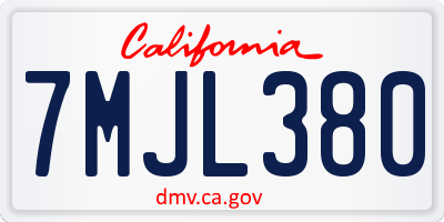 CA license plate 7MJL380