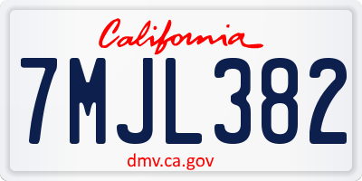 CA license plate 7MJL382