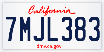 CA license plate 7MJL383