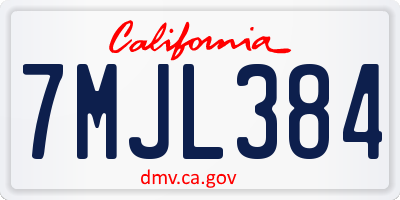 CA license plate 7MJL384