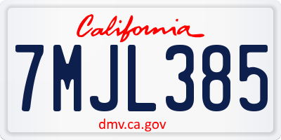 CA license plate 7MJL385