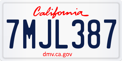 CA license plate 7MJL387