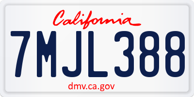 CA license plate 7MJL388