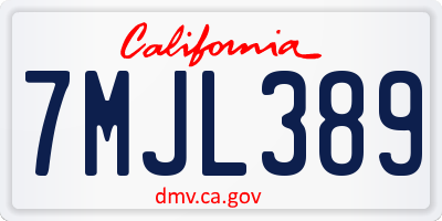 CA license plate 7MJL389