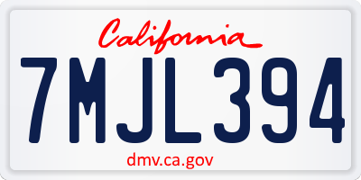 CA license plate 7MJL394