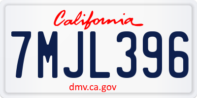 CA license plate 7MJL396