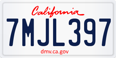 CA license plate 7MJL397