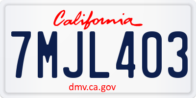 CA license plate 7MJL403