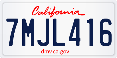 CA license plate 7MJL416