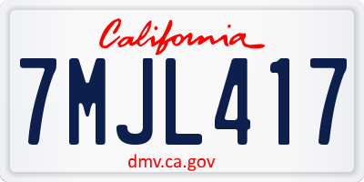 CA license plate 7MJL417