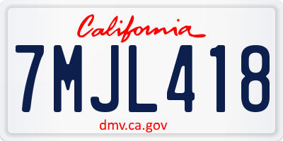 CA license plate 7MJL418