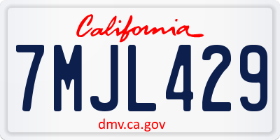 CA license plate 7MJL429