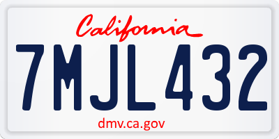 CA license plate 7MJL432