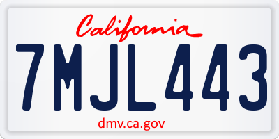 CA license plate 7MJL443