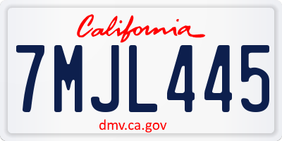 CA license plate 7MJL445